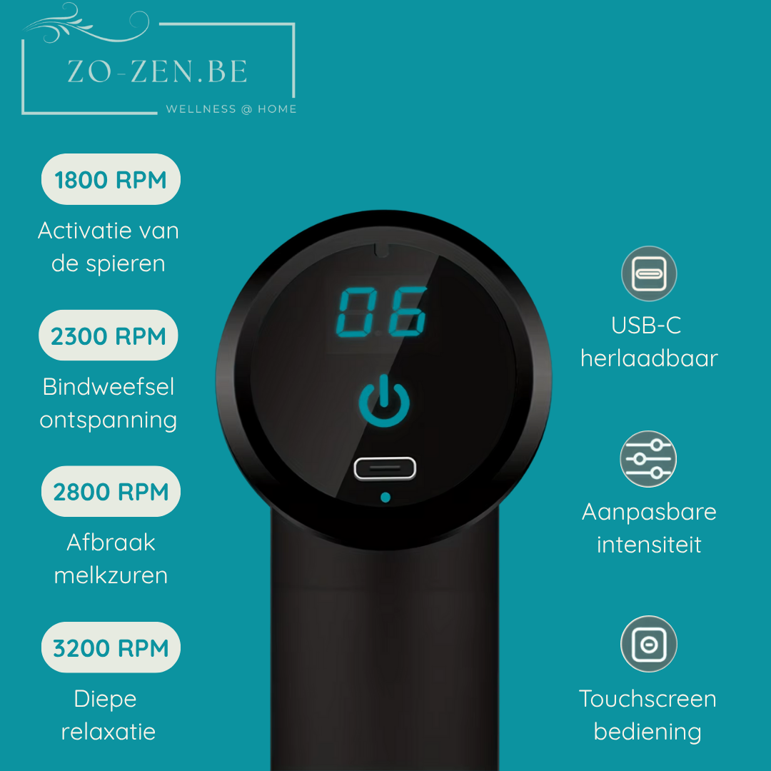 PowerZen™ Massagepistool – Compacte kracht tegen spierpijn
